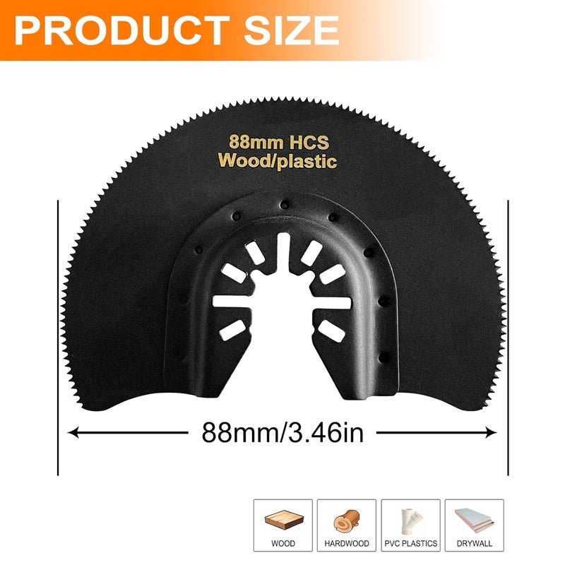 RRRPIO 5-Piece High Carbon Steel Oscillating Saw Blade Set - 88mm Blades for Cutting Wood Soft Metal and Plastic - Quick Release Blades Compatible with Dewalt Makita Ryobi Milwaukee Fein and Rockwell - Image 2